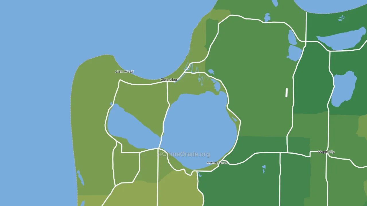 Glen Arbor, MI Map of Vehicle Theft Rates