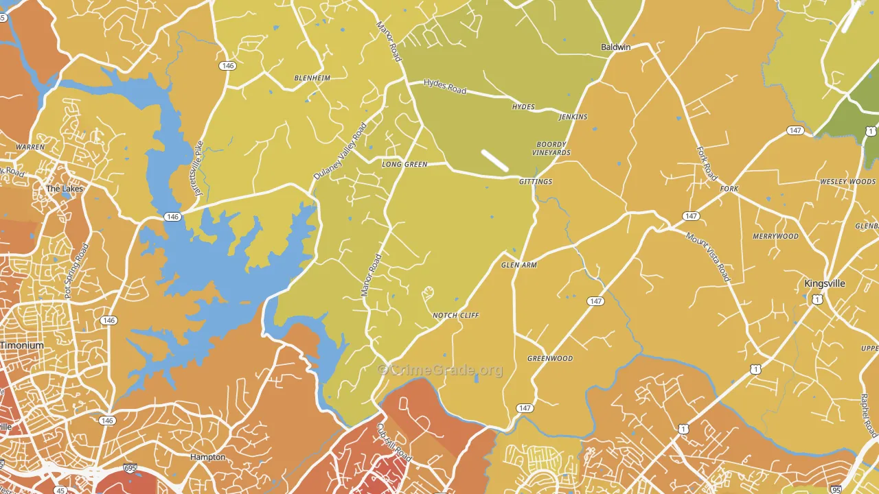 Glen Arm, MD Map of Vehicle Theft Rates