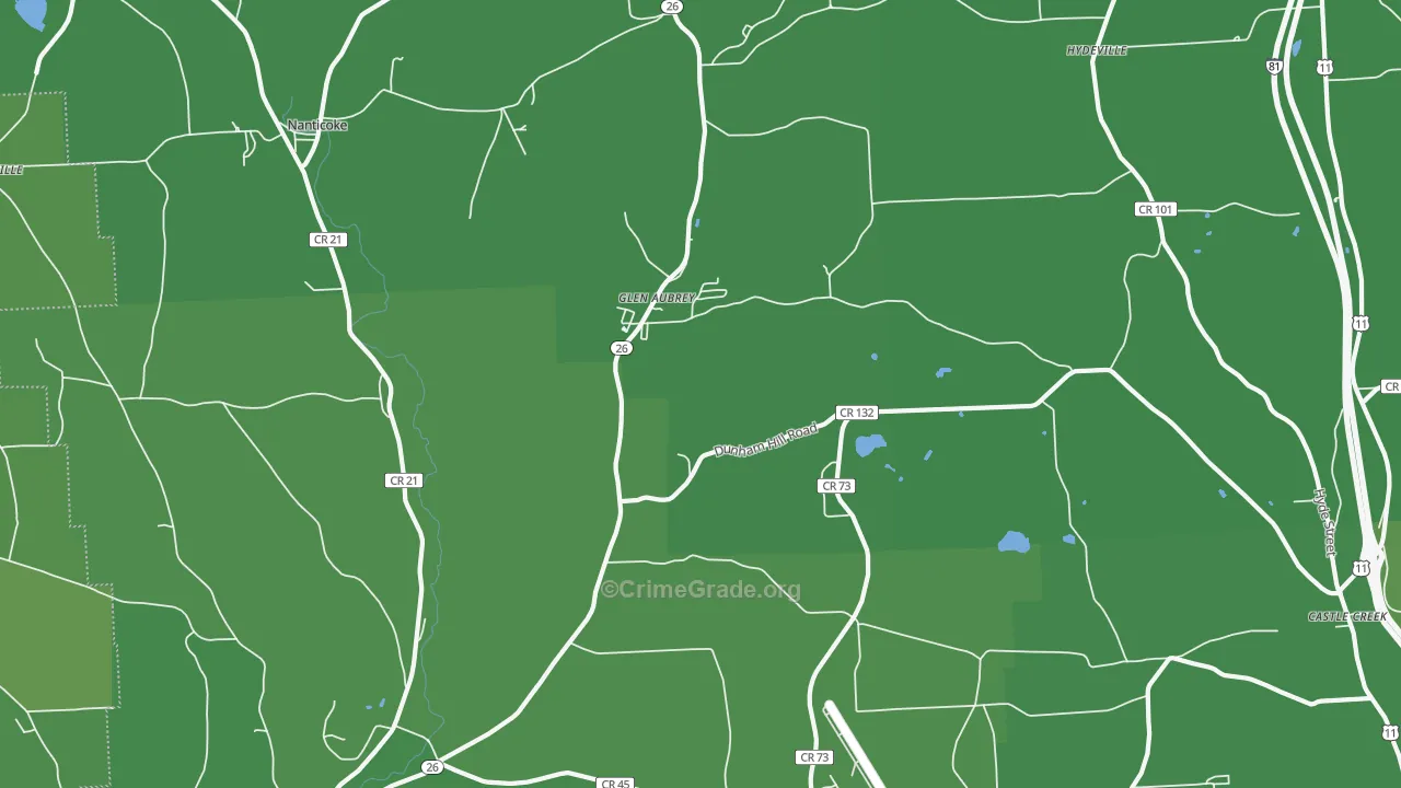 Glen Aubrey, NY Map of Vehicle Theft Rates