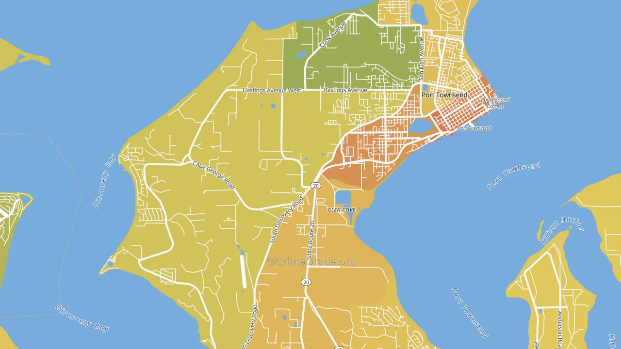 Glen Cove, WA Map of Vehicle Theft Rates