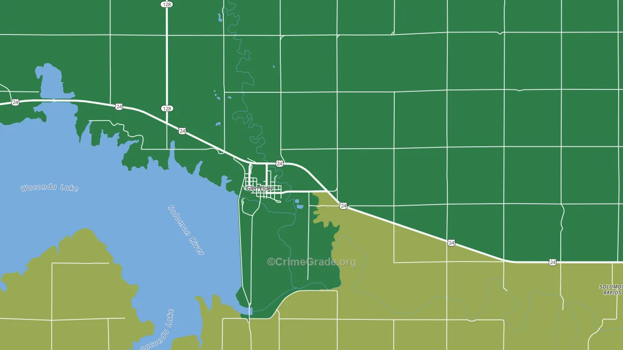Glen Elder, KS Map of Vehicle Theft Rates