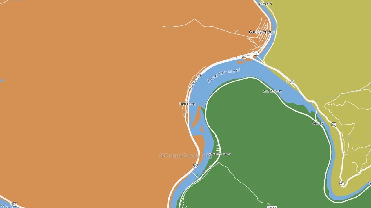 Glen Ferris, WV Map of Vehicle Theft Rates