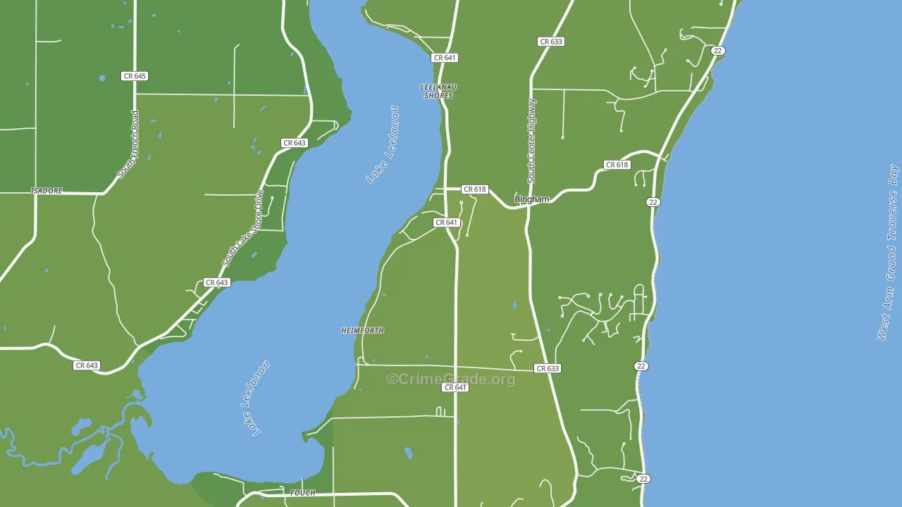 Glen Haven, MI Map of Vehicle Theft Rates