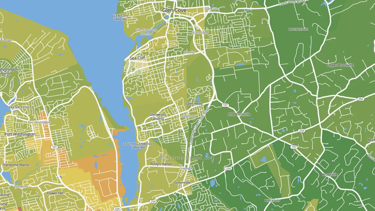 Glen Head, NY Map of Vehicle Theft Rates
