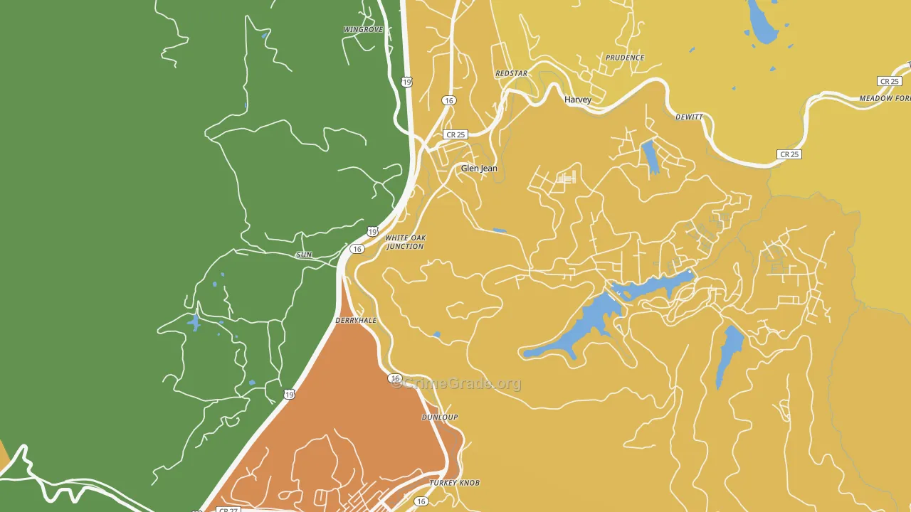 Glen Jean, WV Map of Vehicle Theft Rates