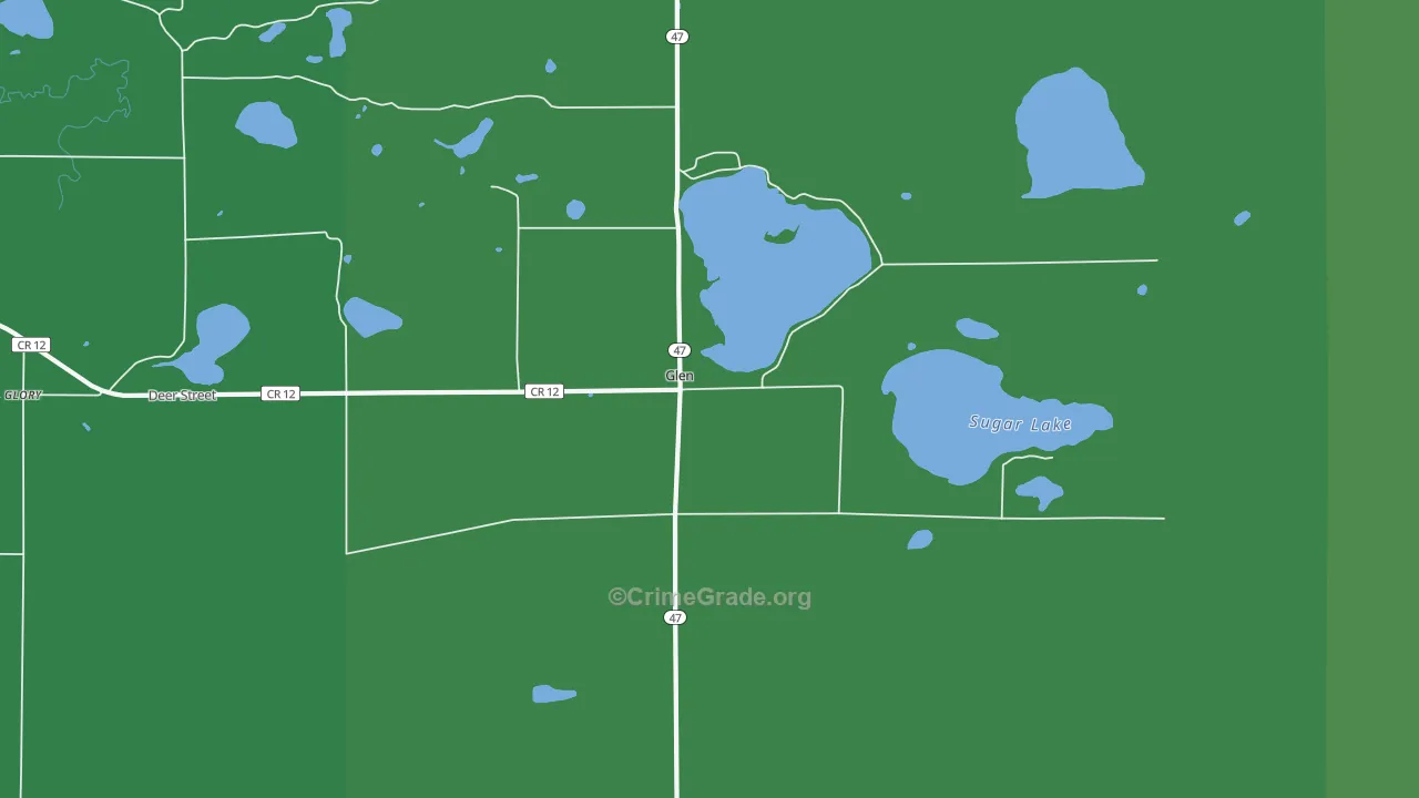 Glen, MN Map of Vehicle Theft Rates
