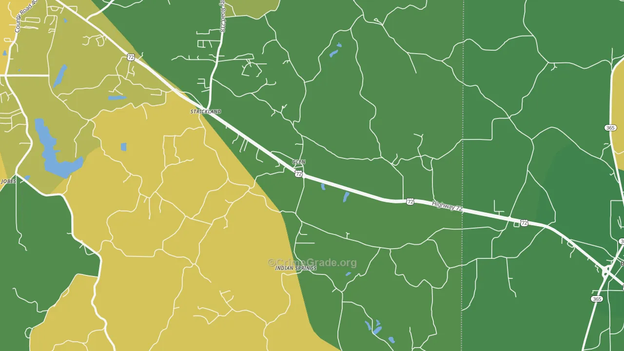 Glen, MS Map of Vehicle Theft Rates