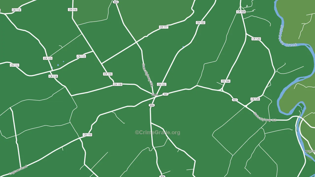 Glen, NY Map of Vehicle Theft Rates