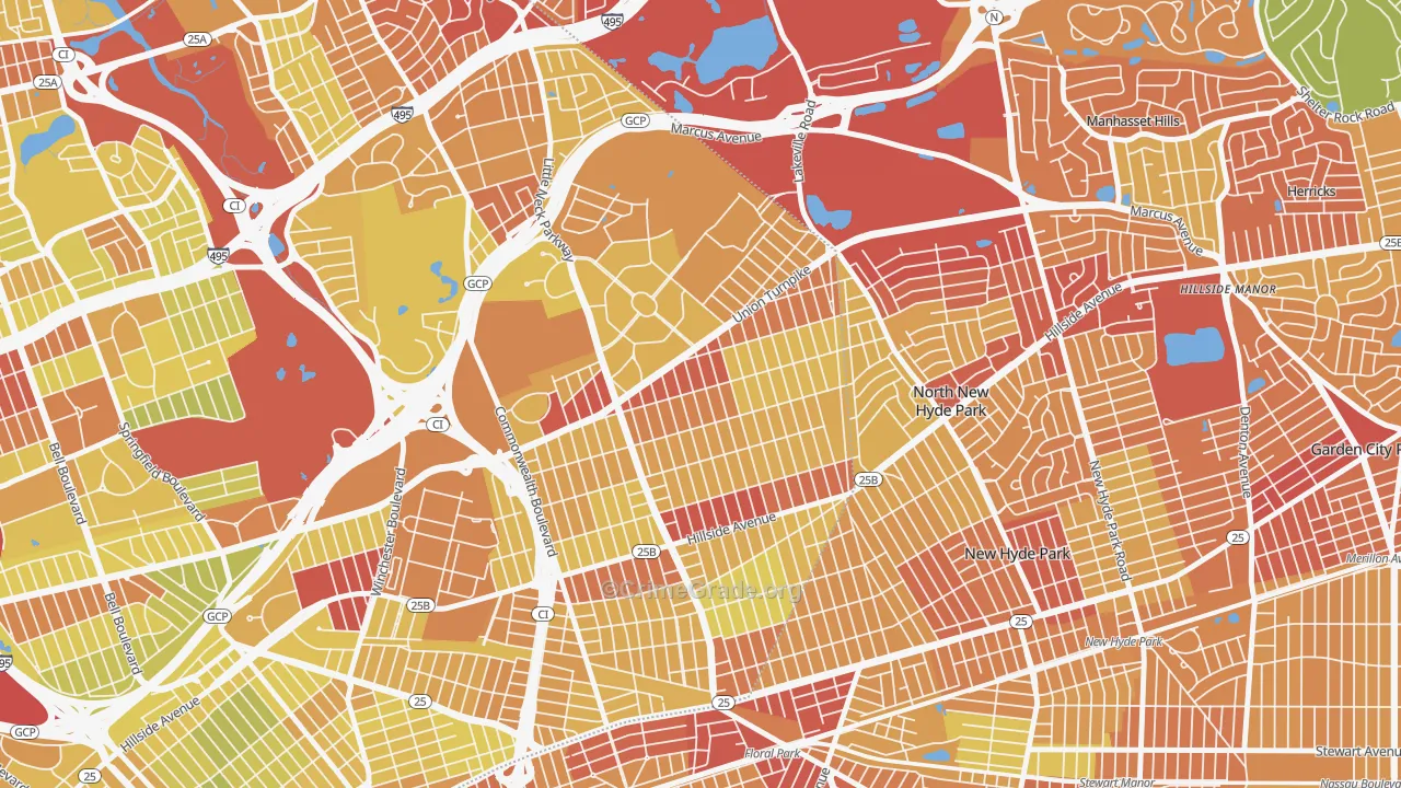 Glen Oaks, Queens, NY Map of Vehicle Theft Rates