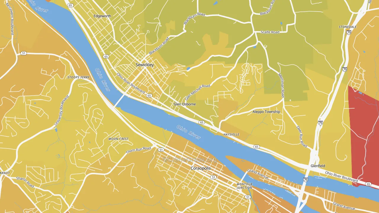 Glen Osborne, PA Map of Vehicle Theft Rates