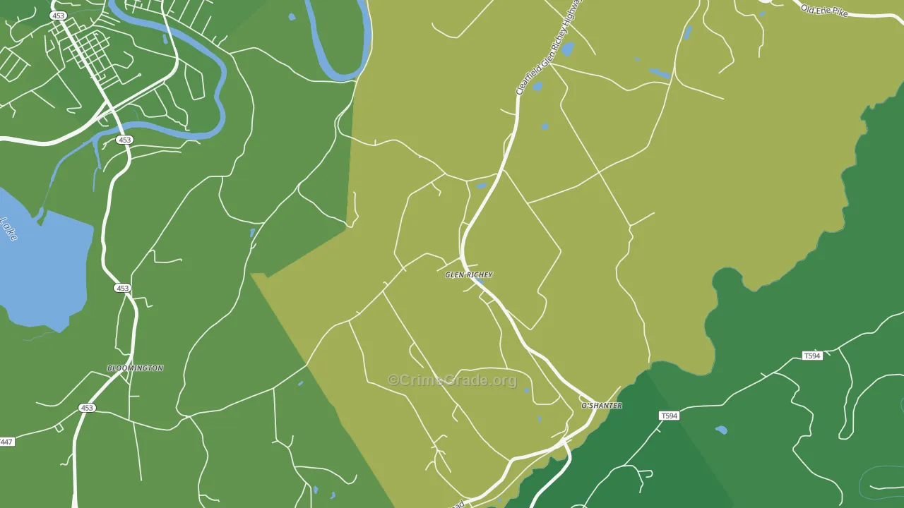 Glen Richey, PA Map of Vehicle Theft Rates