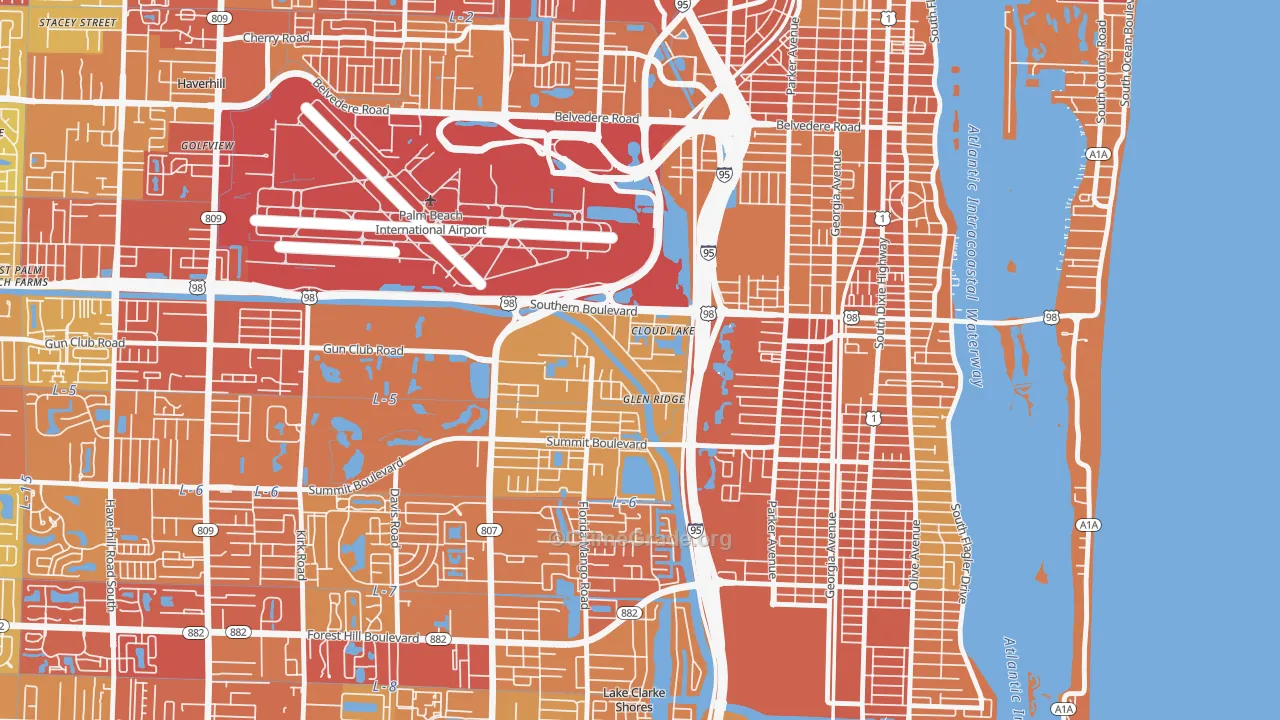 Glen Ridge, FL Map of Vehicle Theft Rates