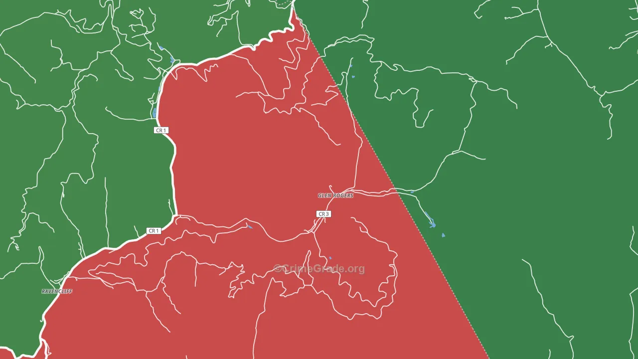 Glen Rogers, WV Map of Vehicle Theft Rates