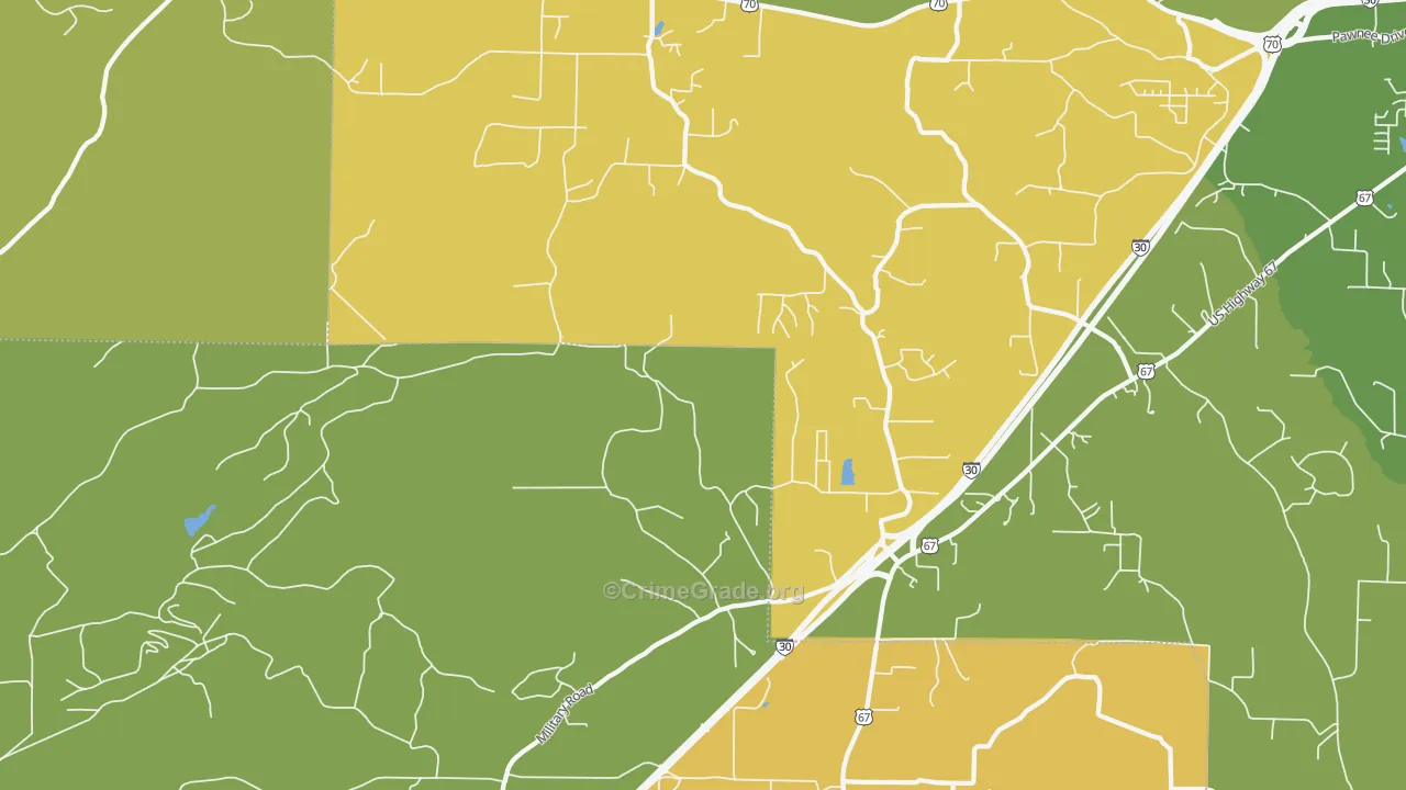 Glen Rose, AR Map of Vehicle Theft Rates