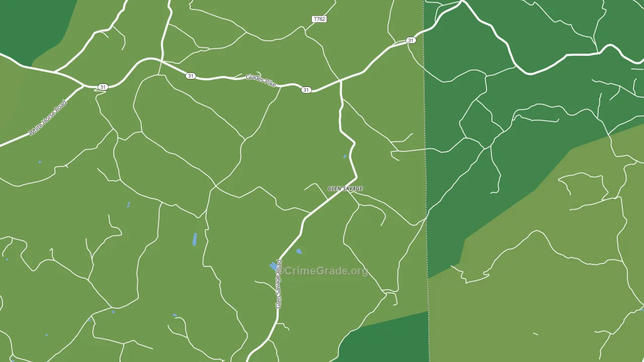 Glen Savage, PA Map of Vehicle Theft Rates