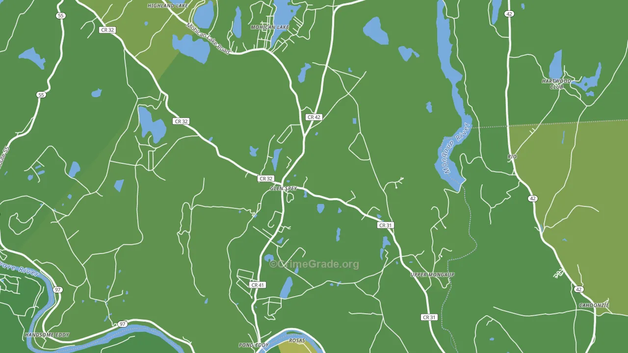 Glen Spey, NY Map of Vehicle Theft Rates