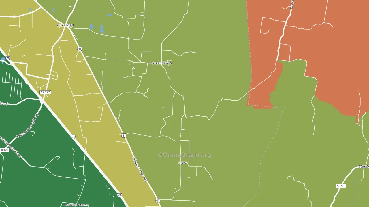 Glen, TN Map of Vehicle Theft Rates