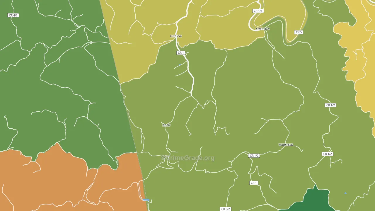Glen, WV Map of Vehicle Theft Rates
