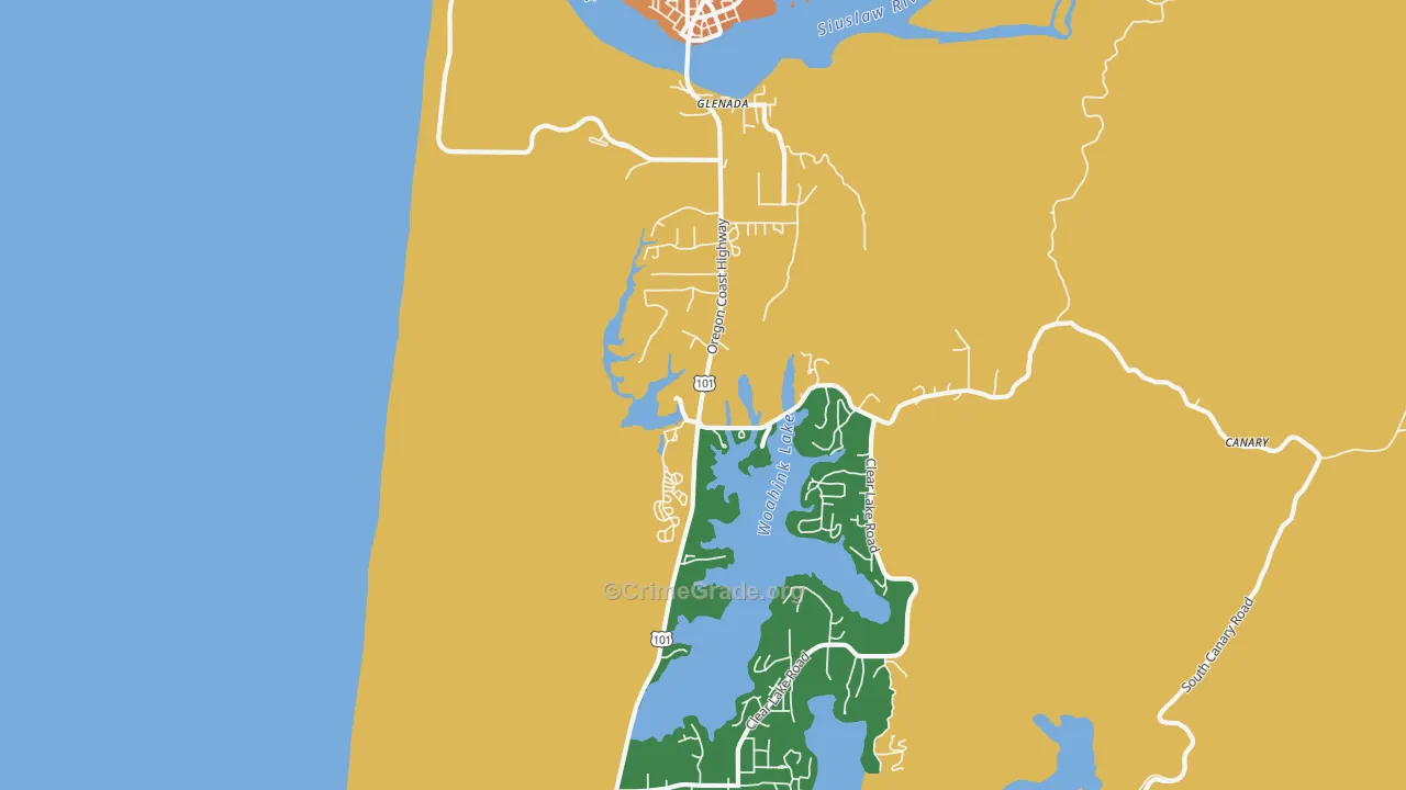 Glenada, OR Map of Vehicle Theft Rates