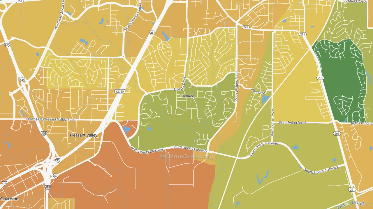 Glenaire, MO Map of Vehicle Theft Rates