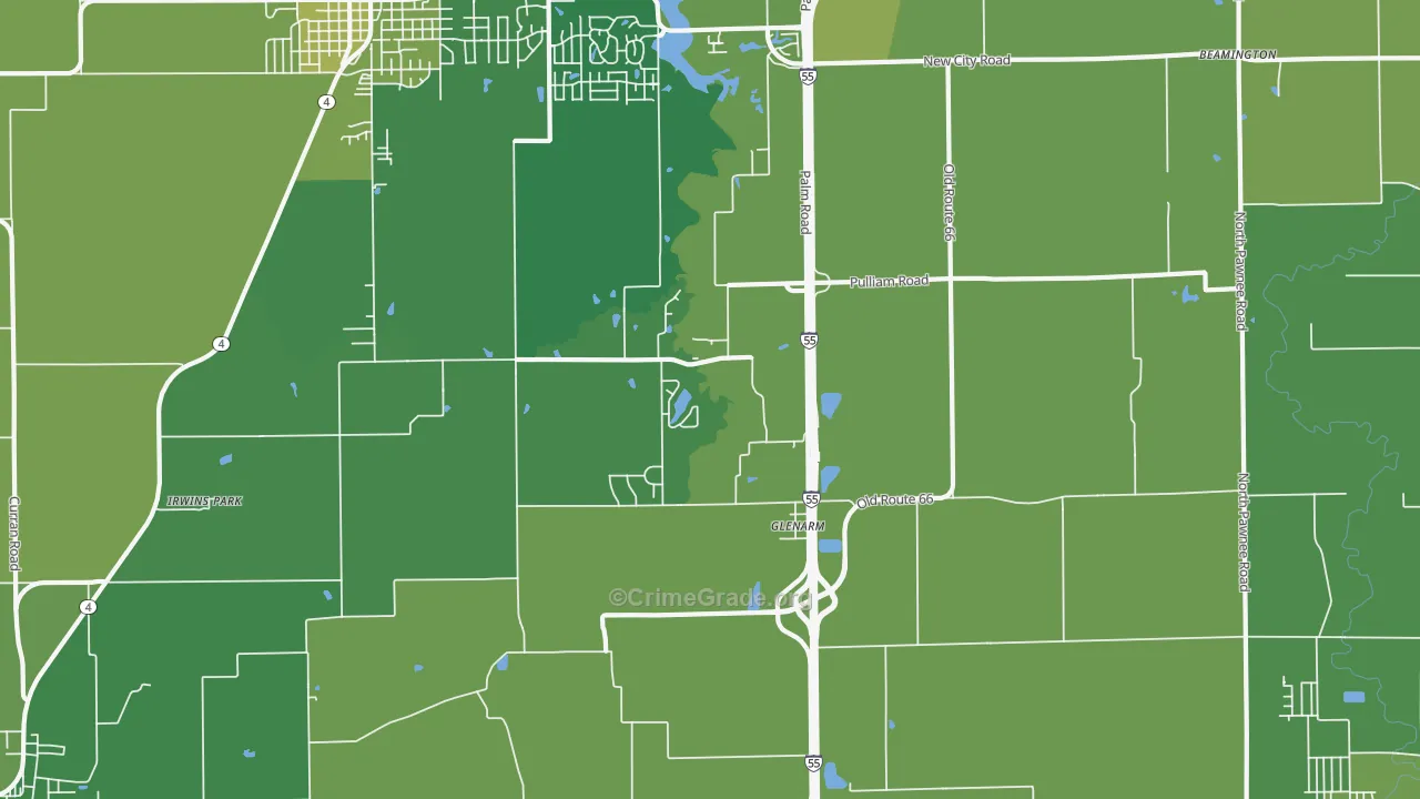 Glenarm, IL Map of Vehicle Theft Rates