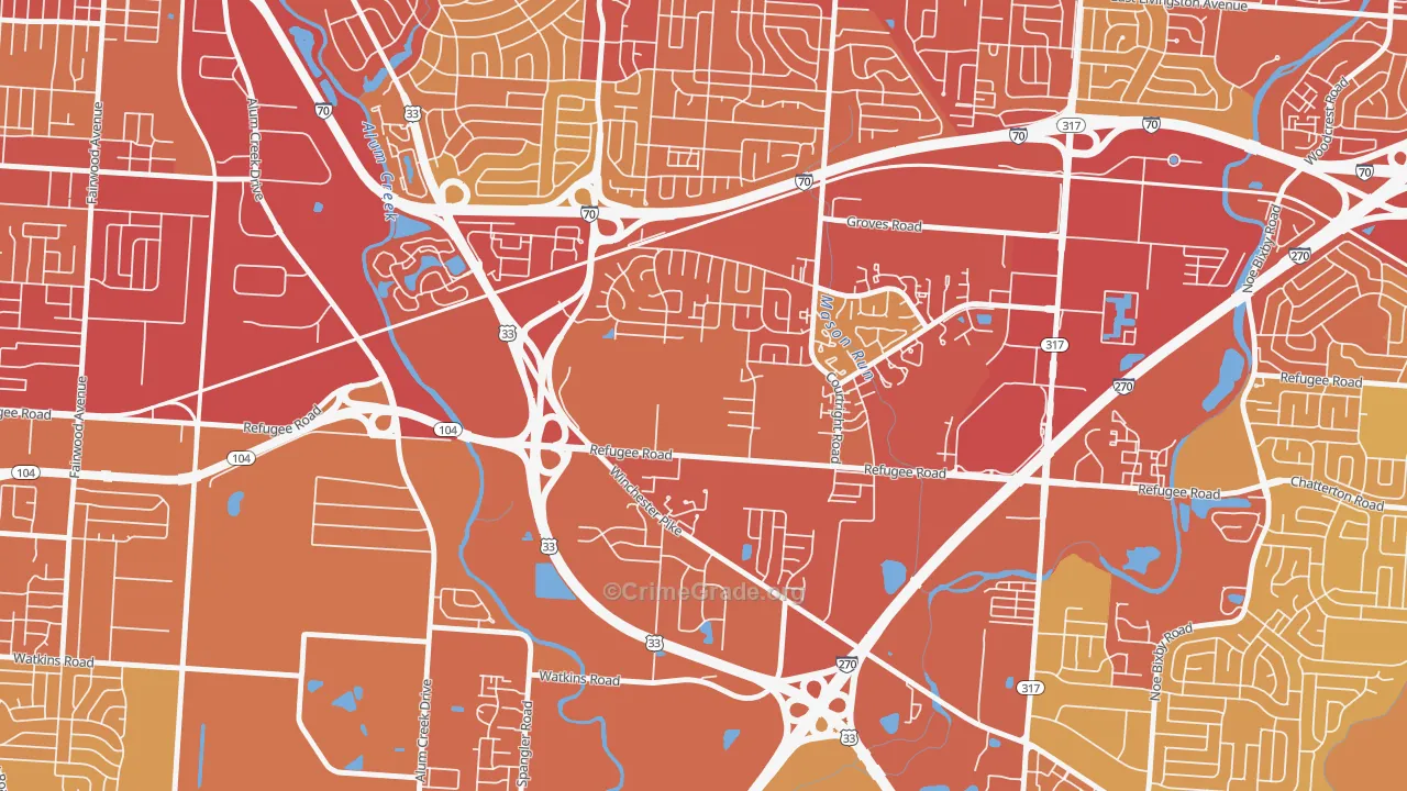 Glenbrook, Columbus, OH Map of Vehicle Theft Rates
