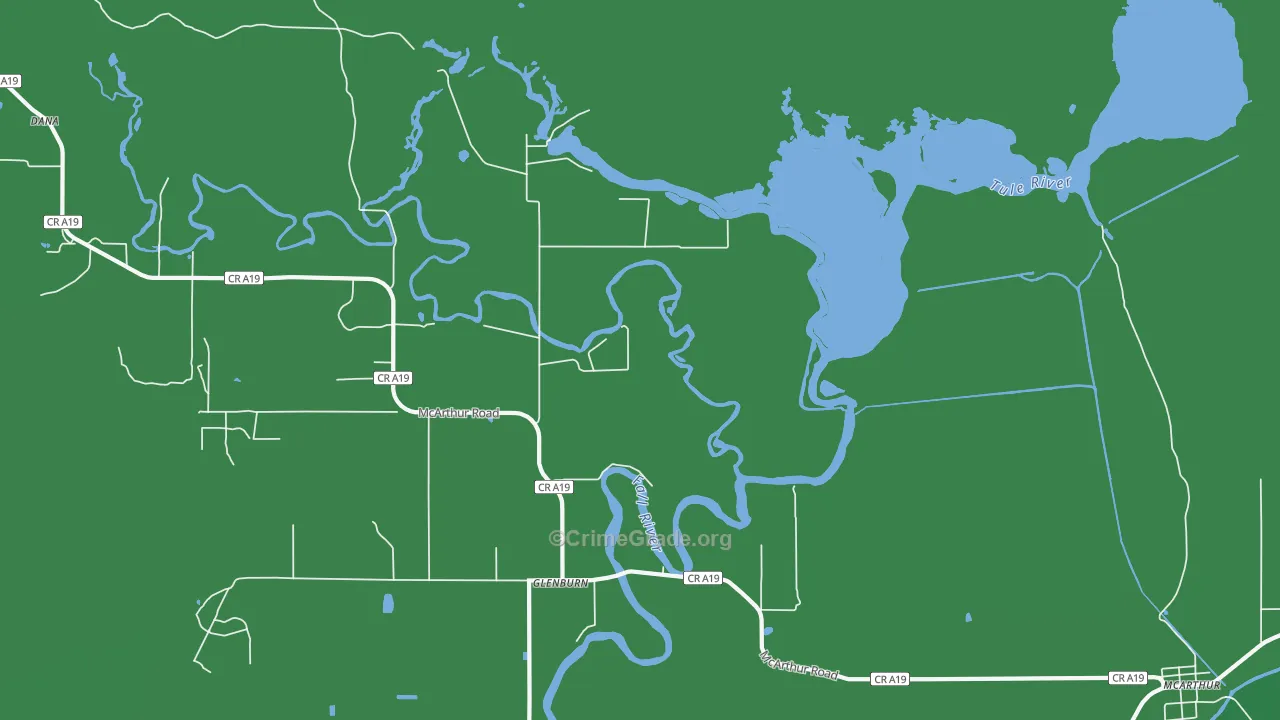 Glenburn, CA Map of Vehicle Theft Rates