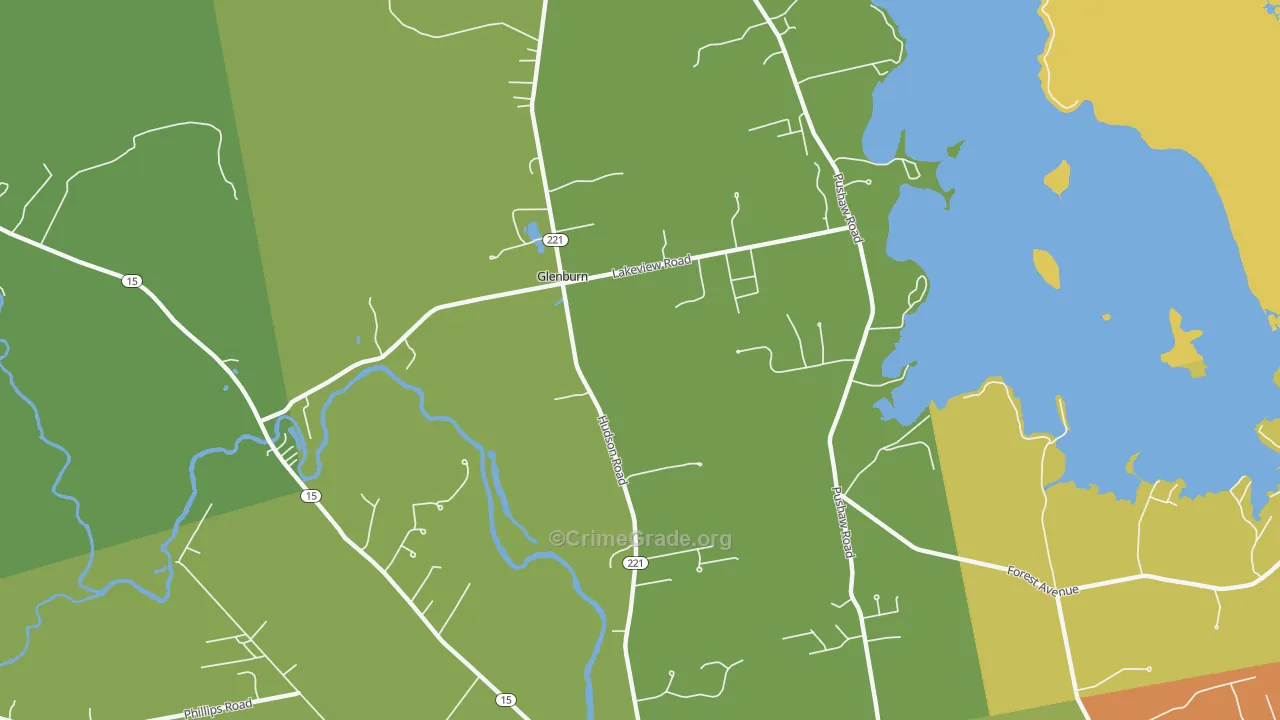 Glenburn Center, ME Map of Vehicle Theft Rates
