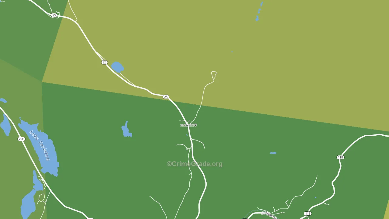 Glencliff, NH Map of Vehicle Theft Rates