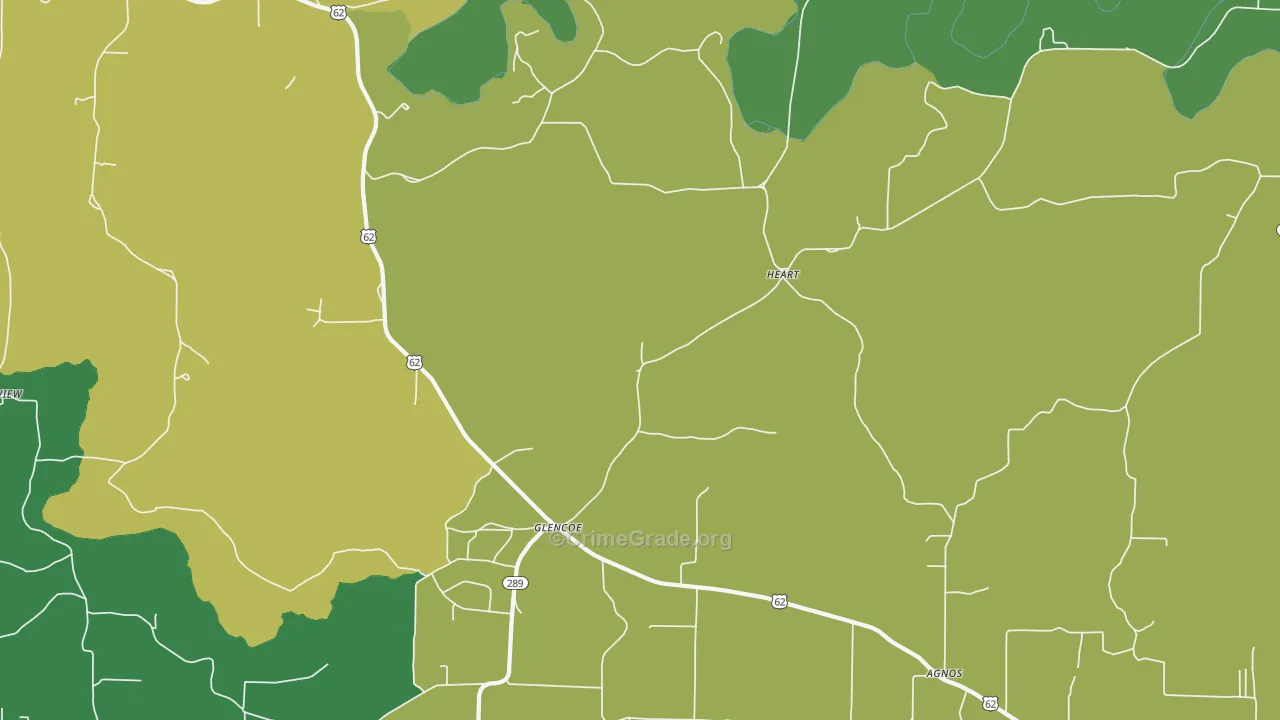 Glencoe, AR Map of Vehicle Theft Rates