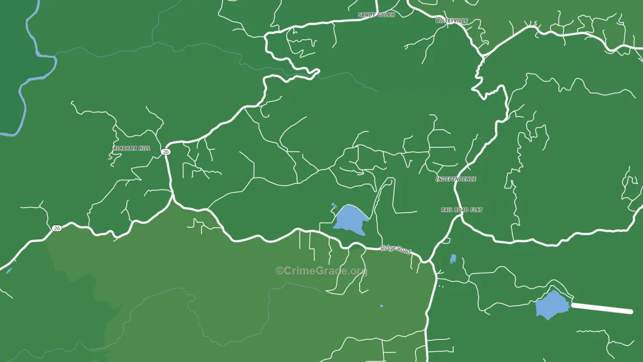 Glencoe, CA Map of Vehicle Theft Rates