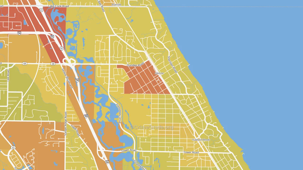 Glencoe, IL Map of Vehicle Theft Rates
