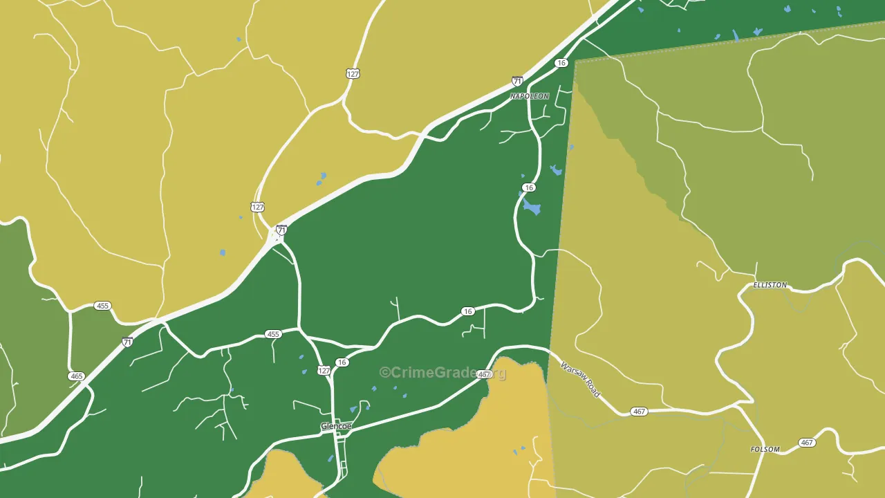 Glencoe, KY Map of Vehicle Theft Rates
