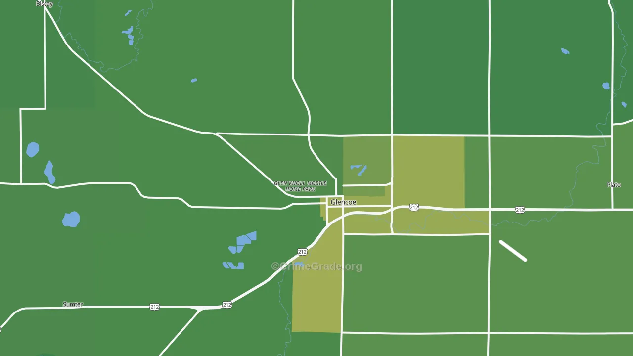 Glencoe, MN Map of Vehicle Theft Rates