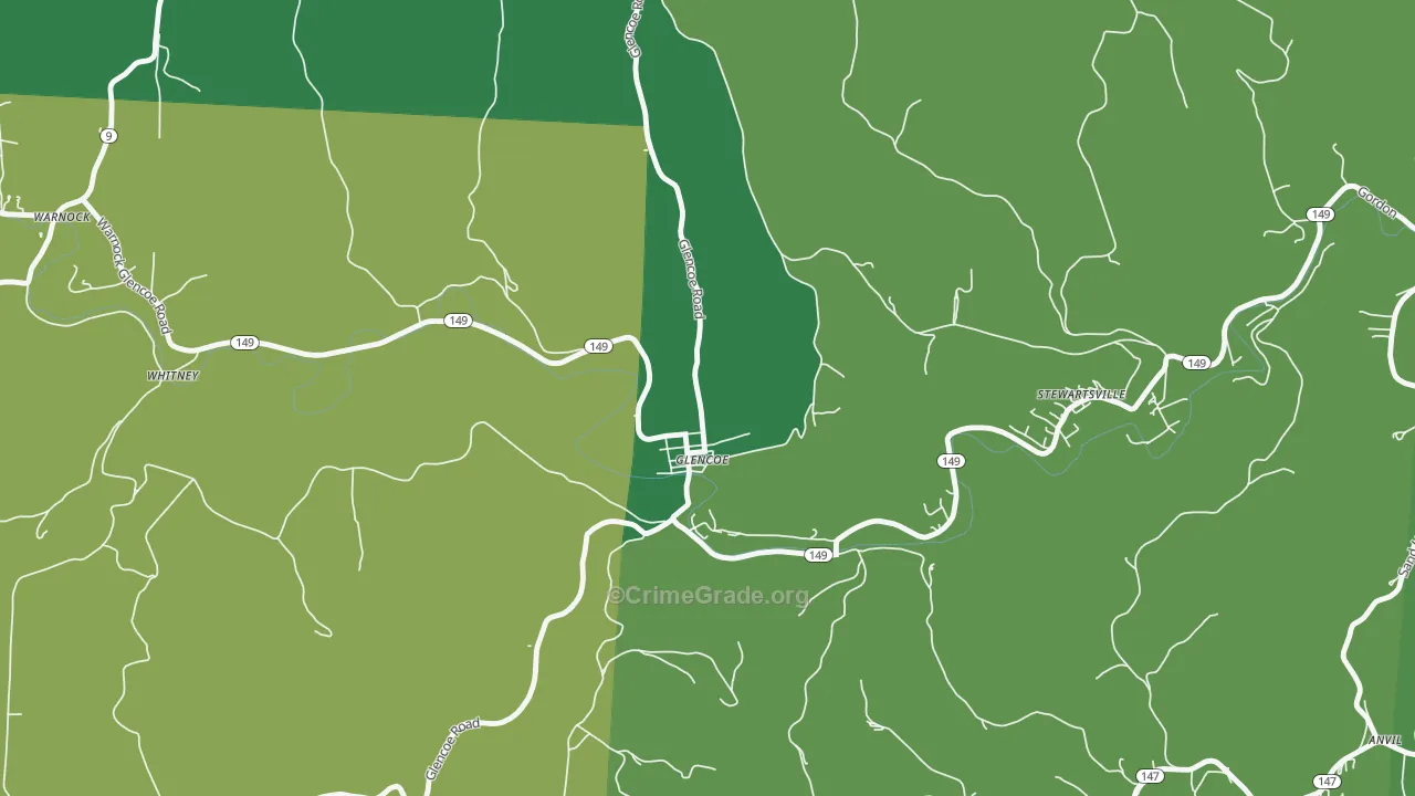 Glencoe, OH Map of Vehicle Theft Rates