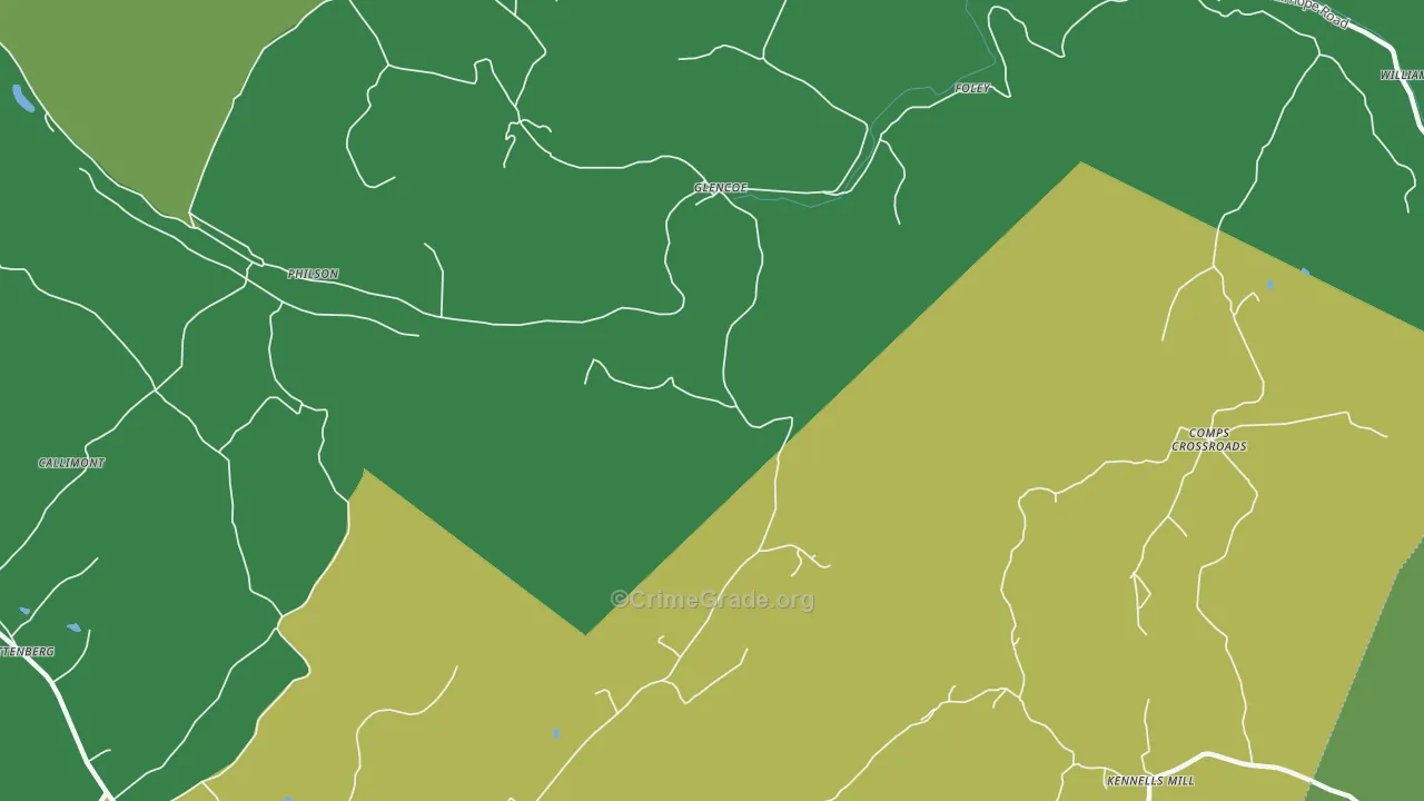 Glencoe, PA Map of Vehicle Theft Rates
