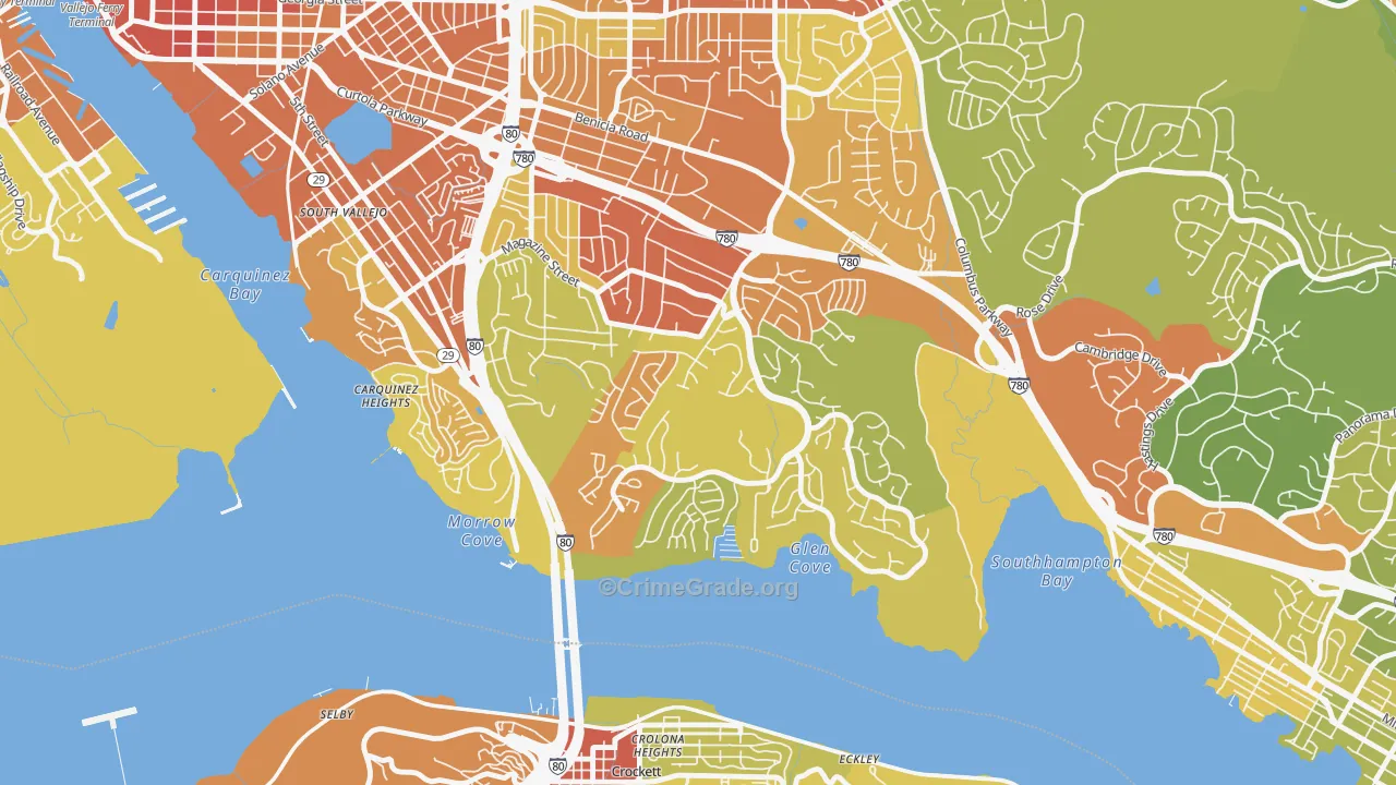 Glencove, Vallejo, CA Map of Vehicle Theft Rates