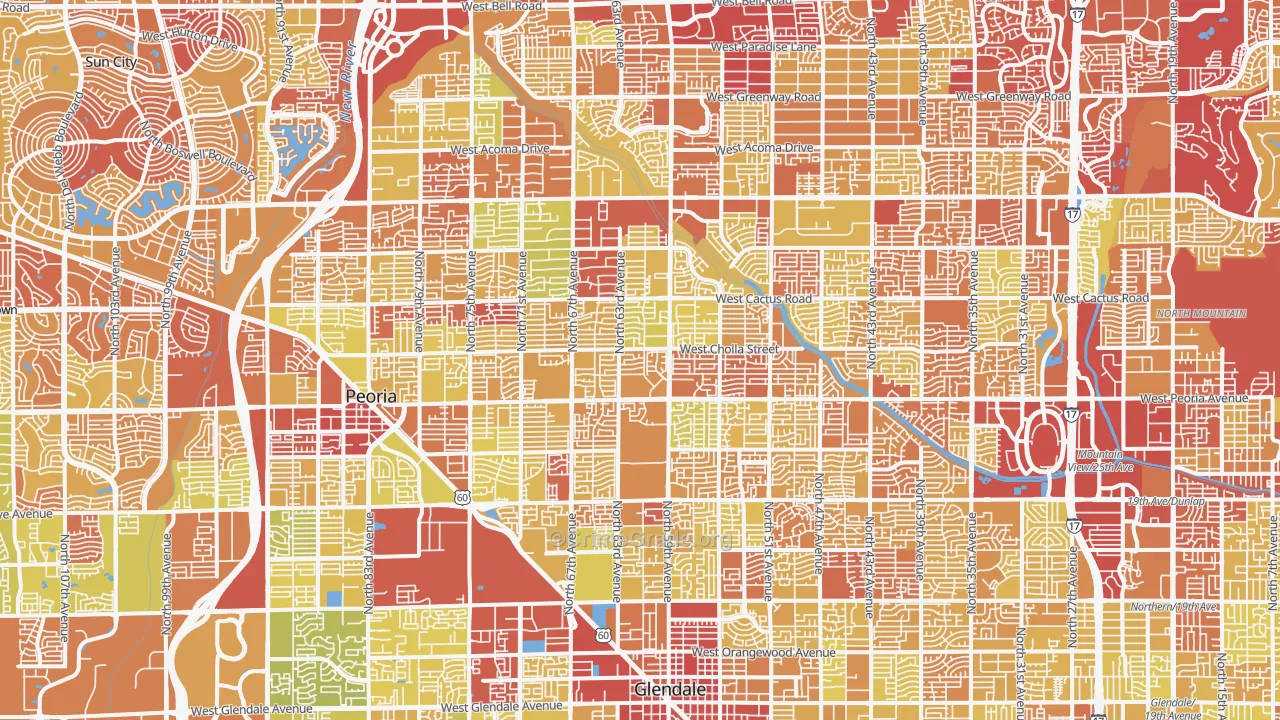 Glendale, AZ Map of Vehicle Theft Rates