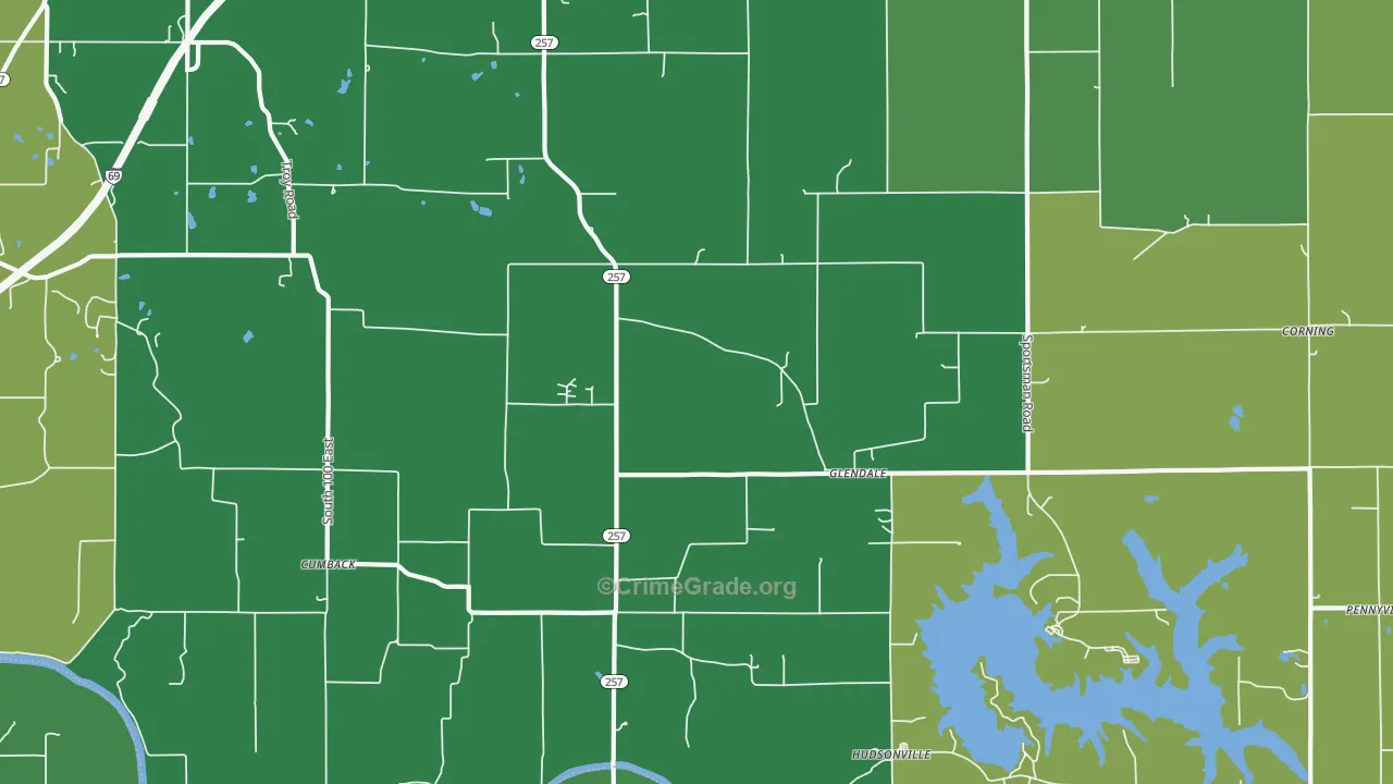 Glendale, IN Map of Vehicle Theft Rates