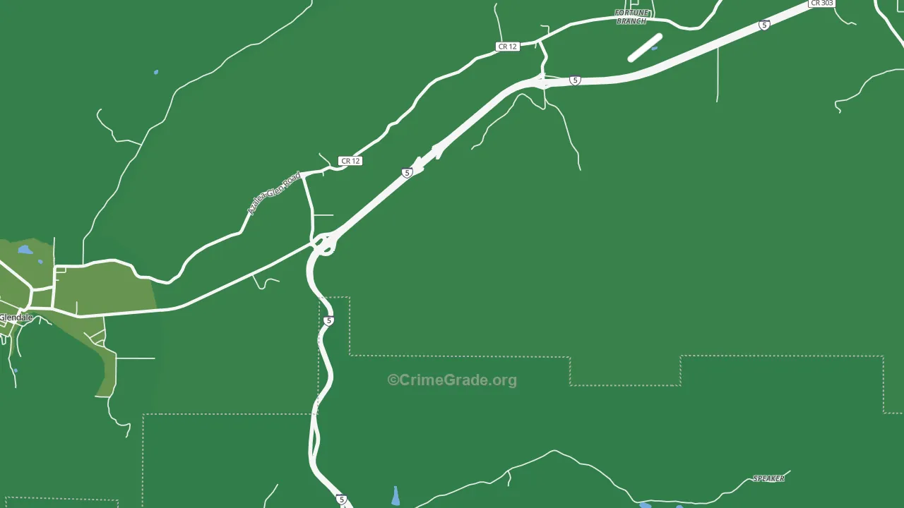 Glendale Junction, OR Map of Vehicle Theft Rates