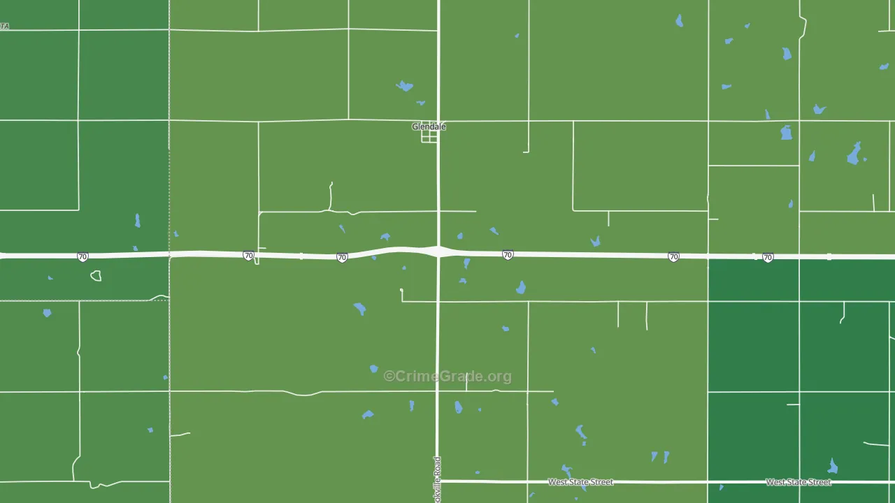 Glendale, KS Map of Vehicle Theft Rates