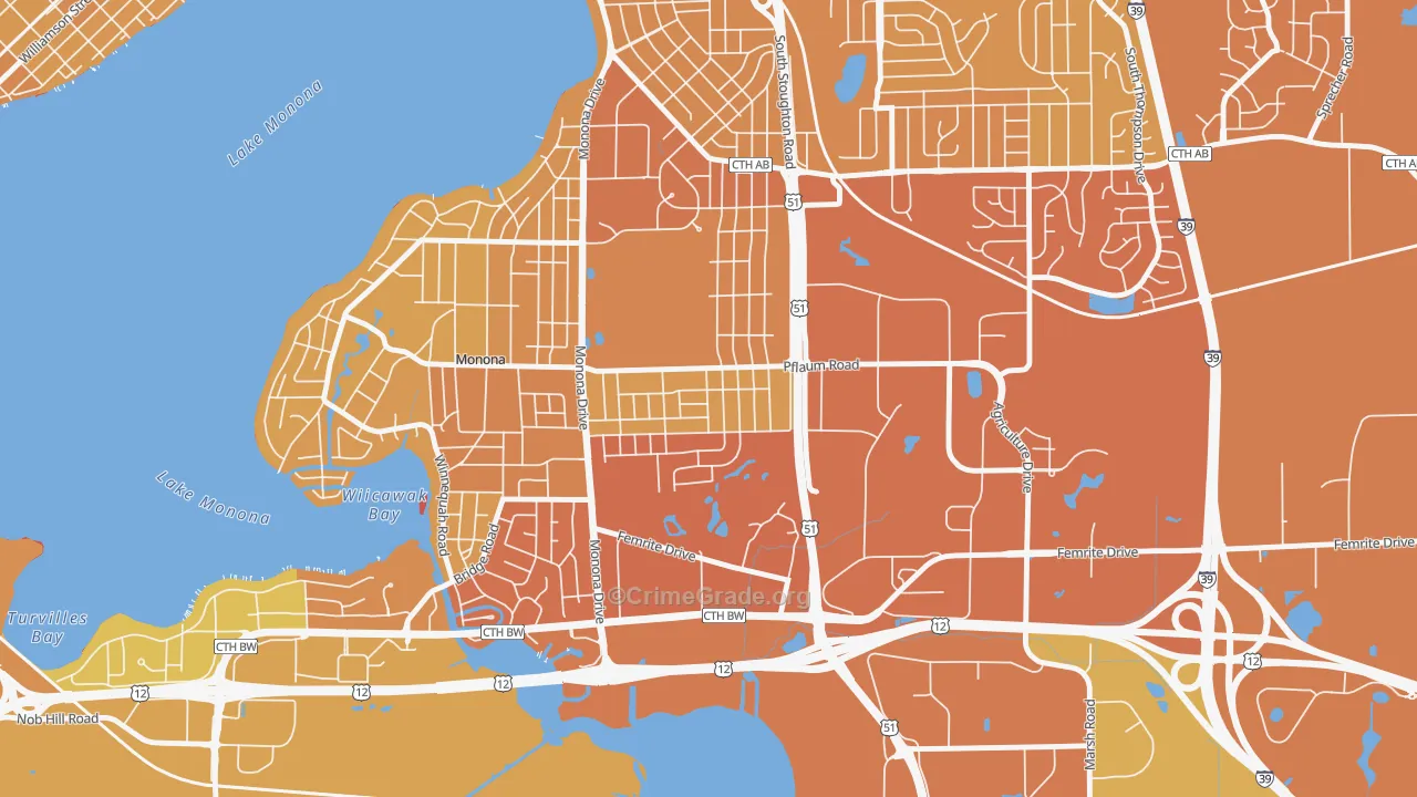 Glendale, Madison, WI Map of Vehicle Theft Rates