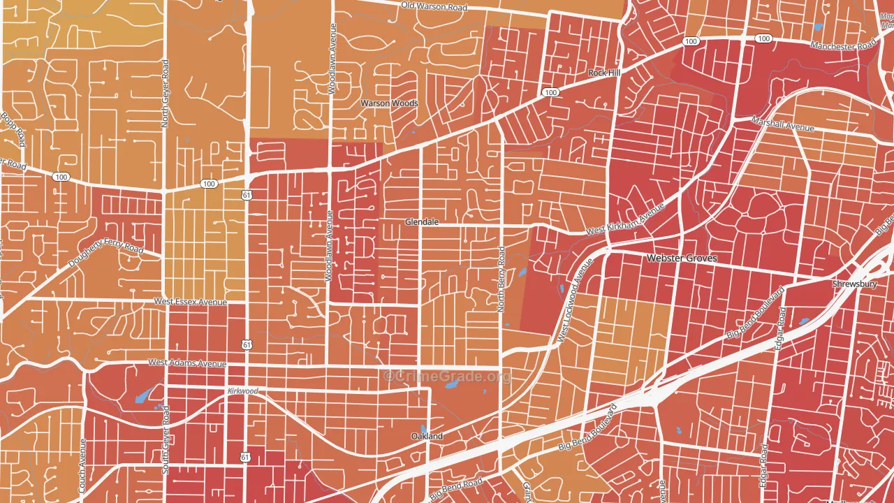 Glendale, MO Map of Vehicle Theft Rates