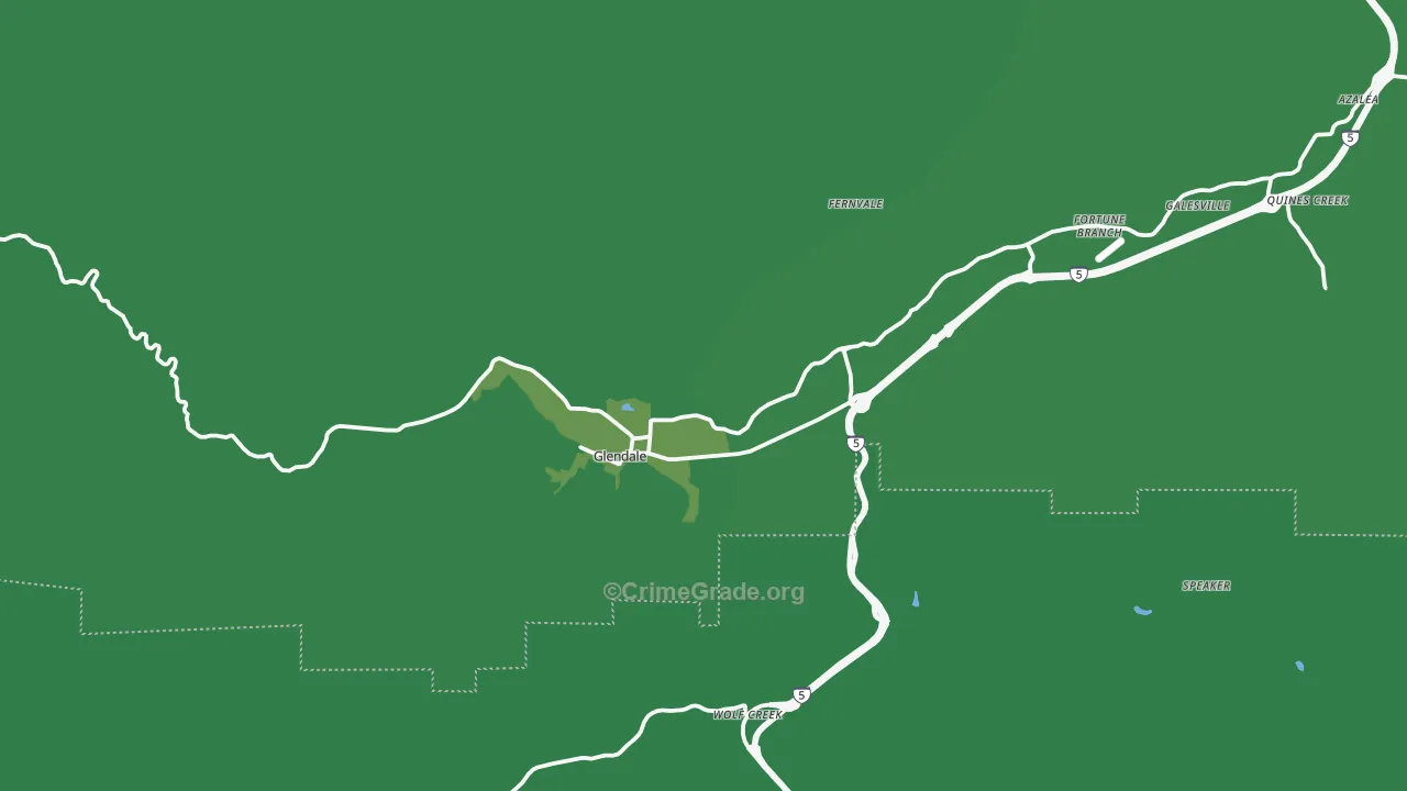 Glendale, OR Map of Vehicle Theft Rates