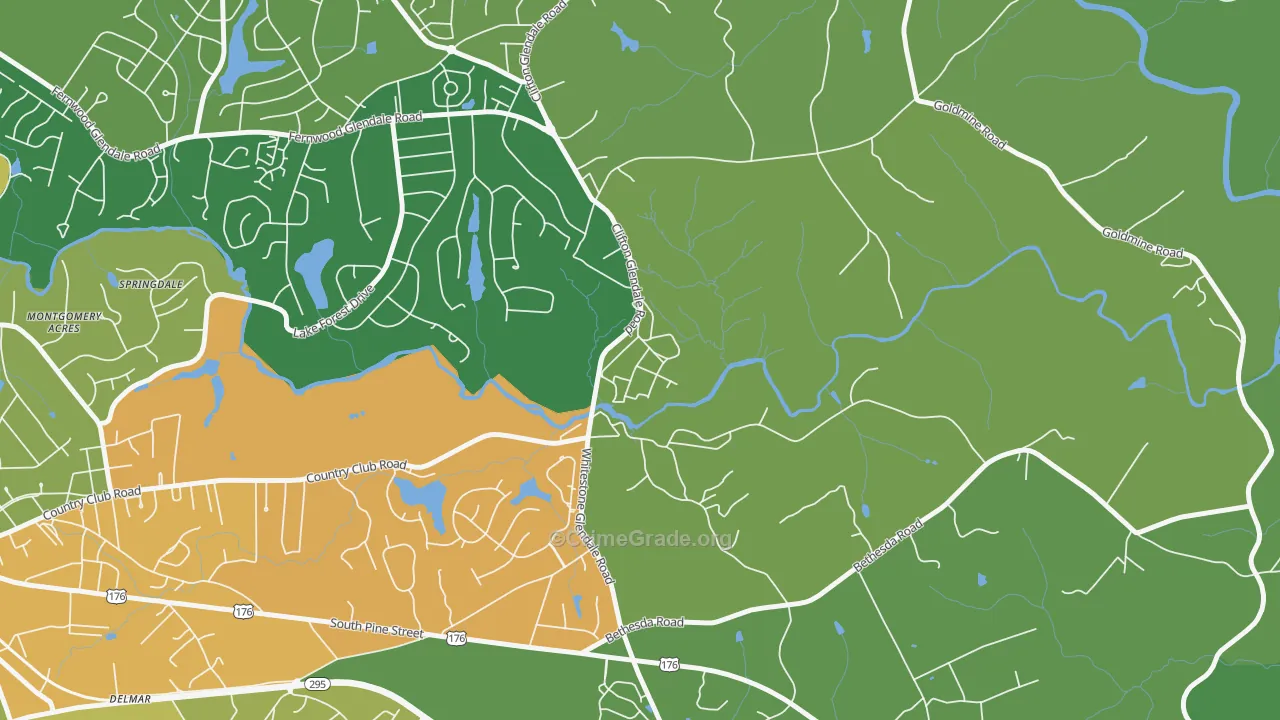 Glendale, SC Map of Vehicle Theft Rates