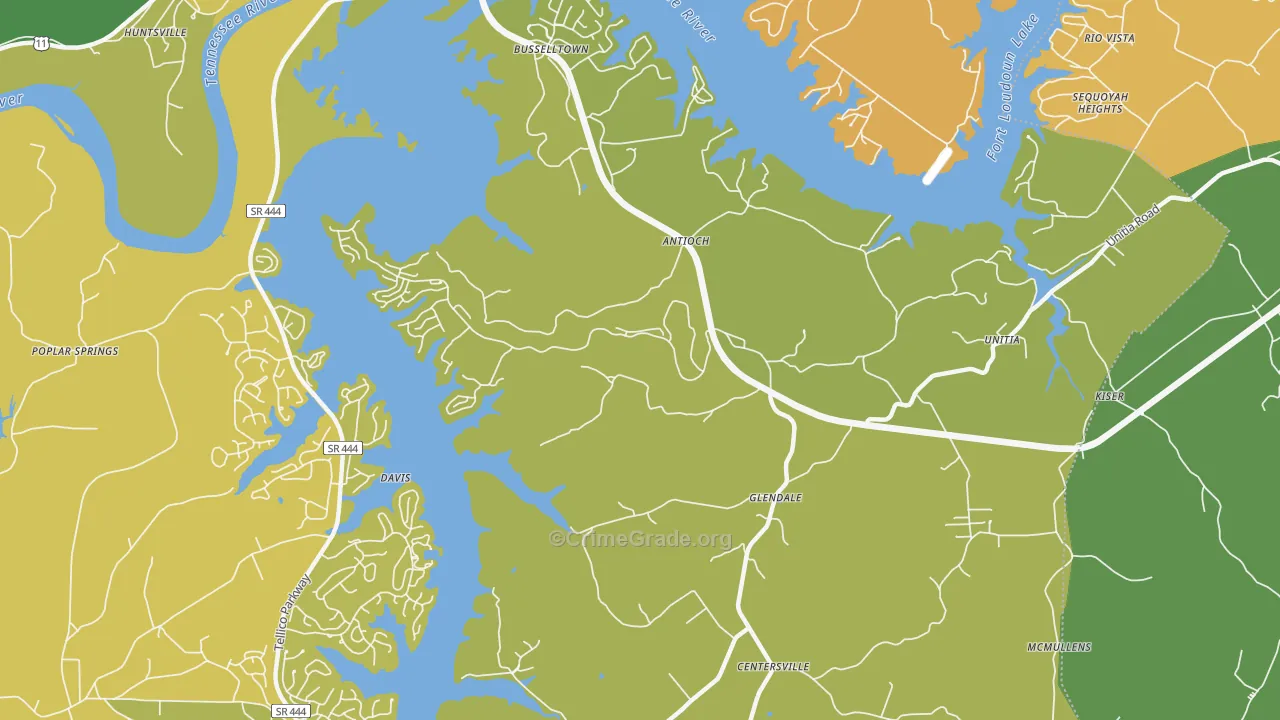 Glendale, TN Map of Vehicle Theft Rates