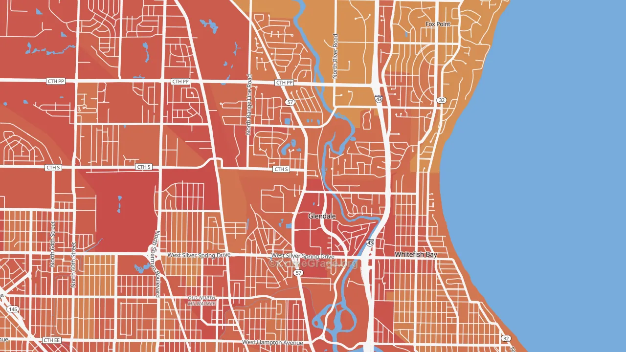 Glendale, WI Map of Vehicle Theft Rates