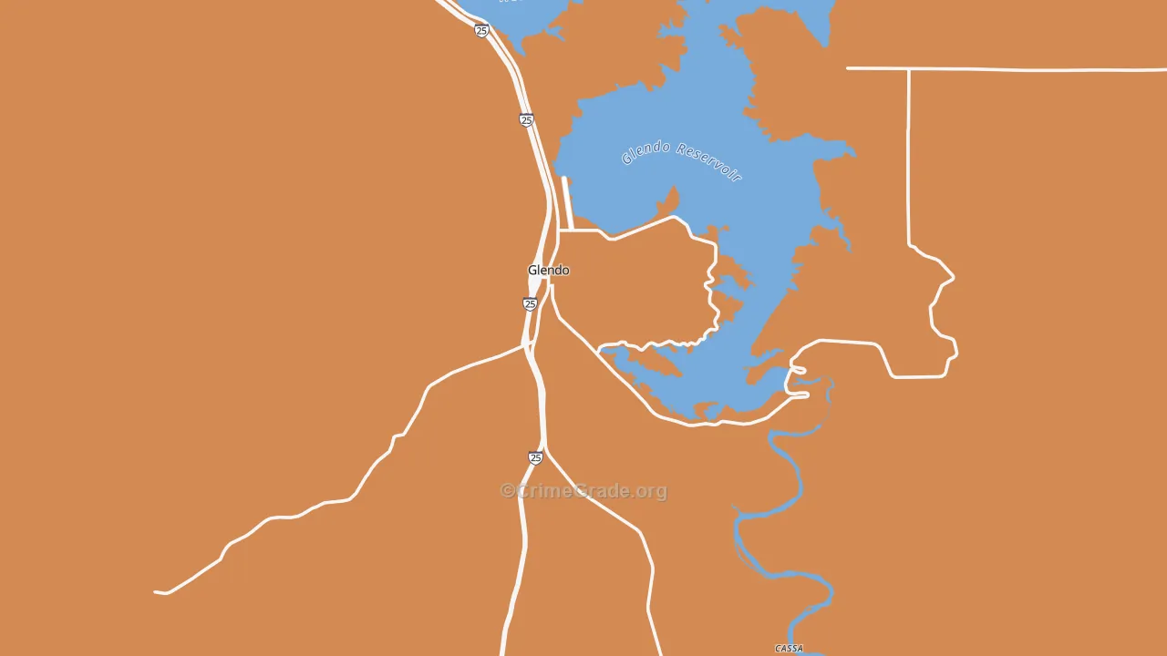 Glendo, WY Map of Vehicle Theft Rates
