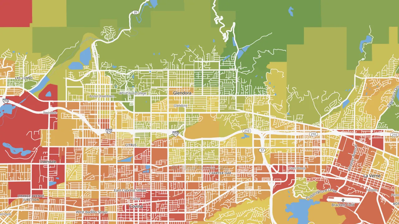 Glendora, CA Map of Vehicle Theft Rates