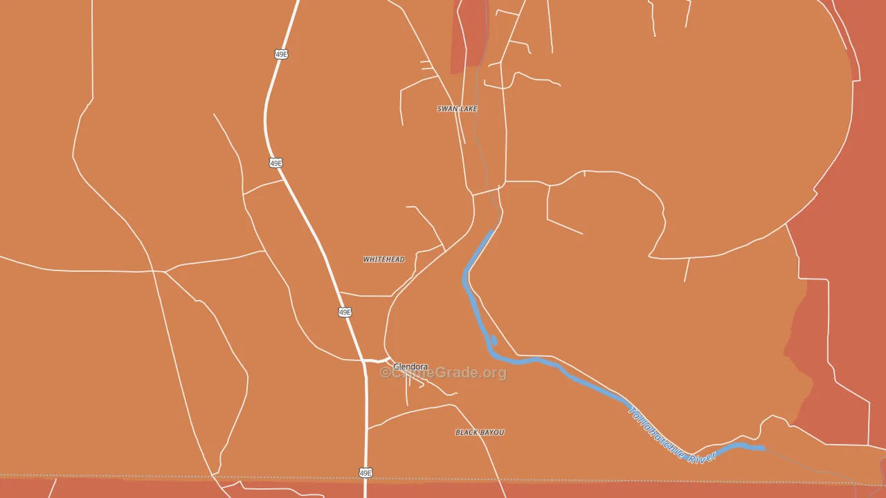 Glendora, MS Map of Vehicle Theft Rates